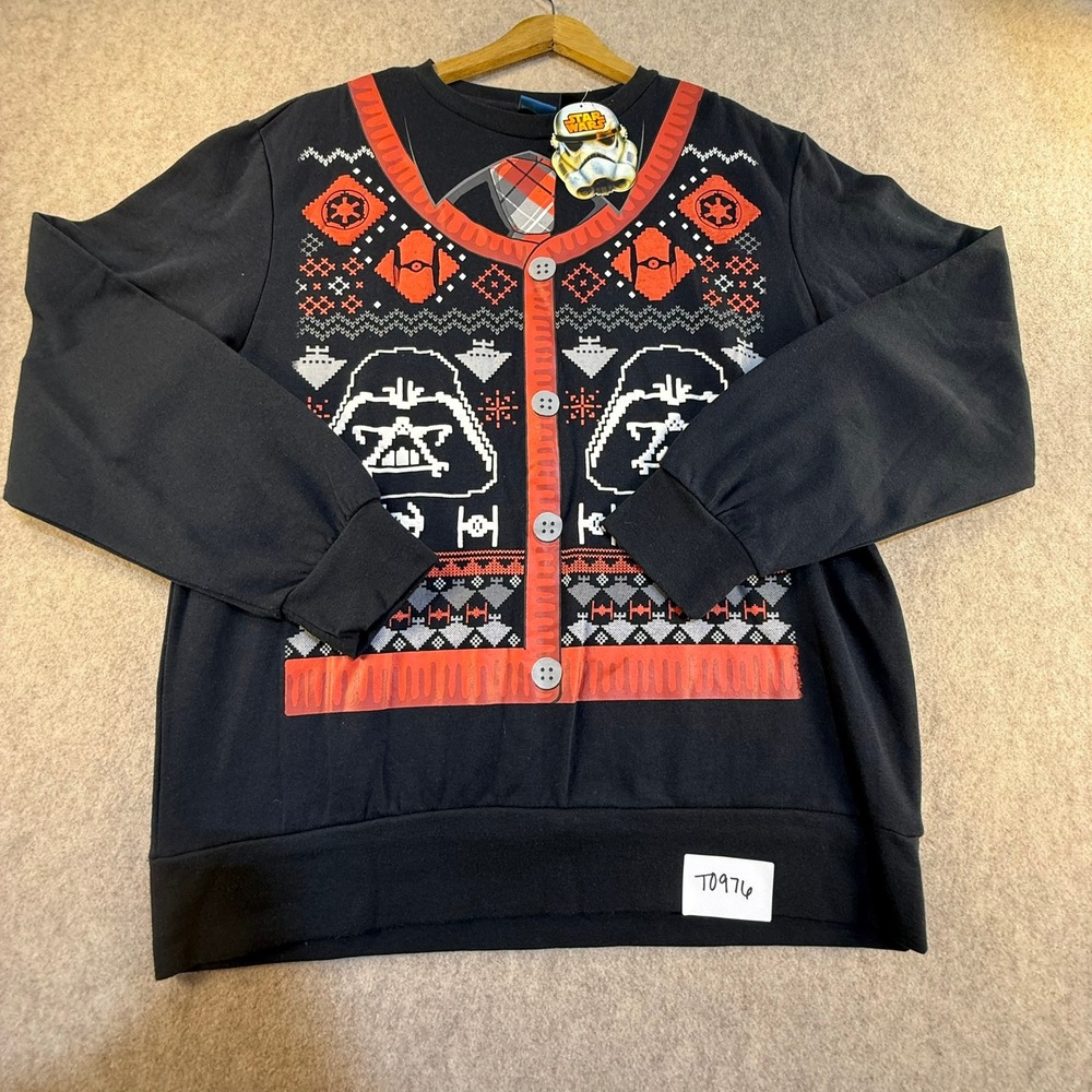 Star Wars Darth Vader Ugly Christmas Sweater Sweatshirt Mens Large NWT Black Red